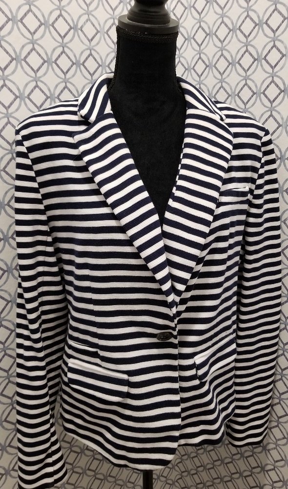 Merona Navy and white striped Blazer